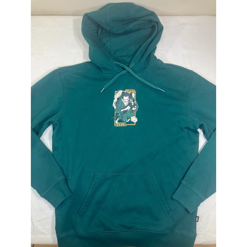 Vans One‎ Piece Roronoa Zoro Hoodie Mens Small Green Graphic Pullover Sweatshirt